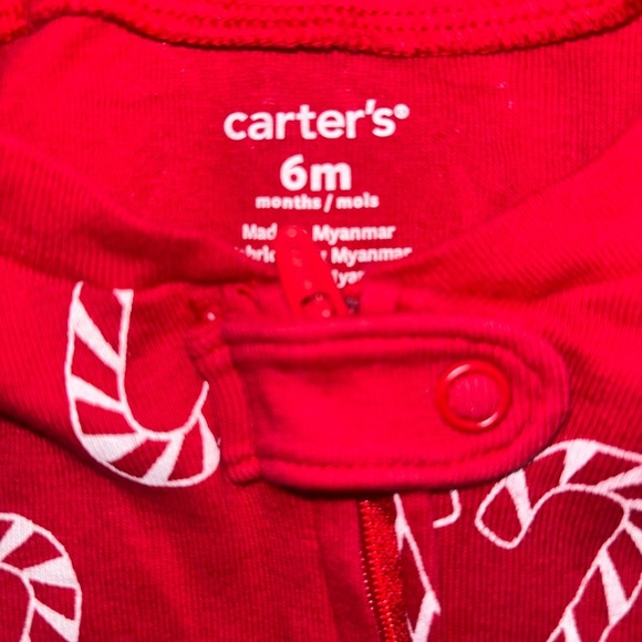 Carter's Candy Cane Heart Red zip up one piece - Picture 3 of 4